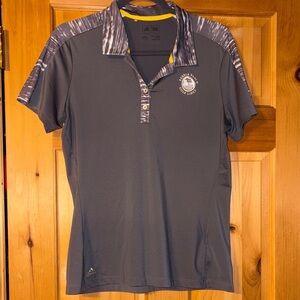 Adidas Women’s Charcoal Polo with Patterned Collar Pebble Beach Logo